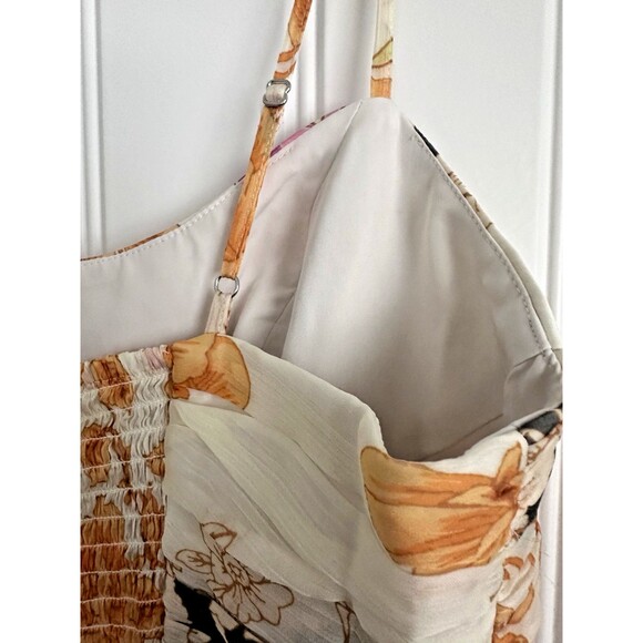 GUESS Women's Sleeveless High-Low Vicky Maxi Dress Floral Print Butter Yellow S - Picture 16 of 16